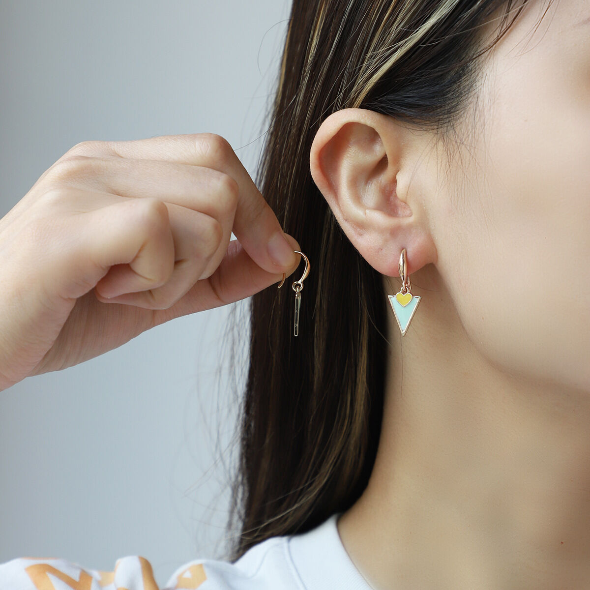 1 par de pendientes colgantes de aleación geométrica romántica para mujer Imagen5