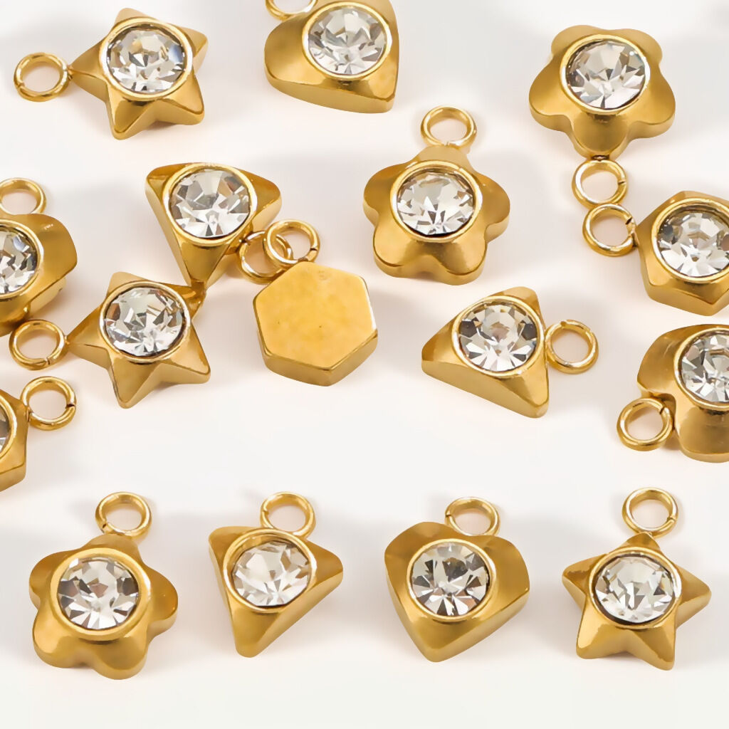 1 pair simple series simple heart  gold plated zircon women pendants