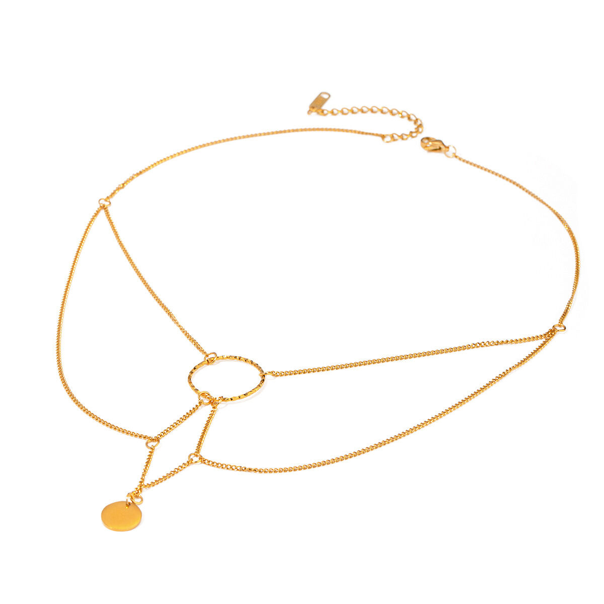 1 pezzo semplice serie semplice geometrica in acciaio inossidabile placcato oro 18K collane con ciondolo da donna h5 Immagine6