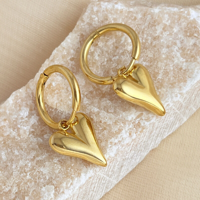1 Pair Commute Series Simple Daily Slender Heart Shape Stainless Steel Waterproof Gold Color Women's Drop Earrings Picture4