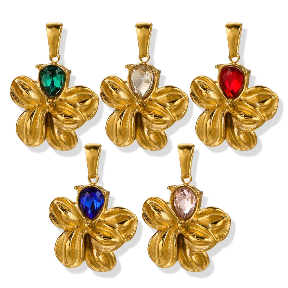 1 Piece Classic Series Fashionable Flower Stainless Steel Waterproof Gold Color Women's Pendants