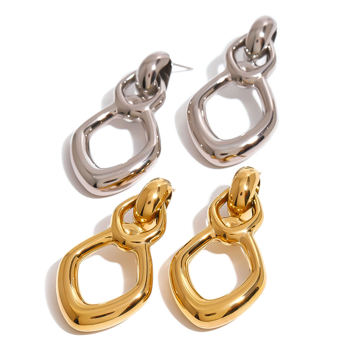 1 pair simple series simple geometric stainless steel  gold plated women drop earrings Picture5