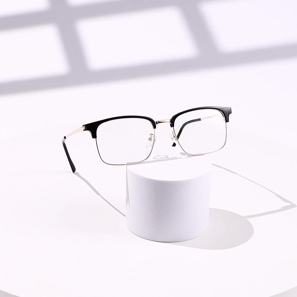 1 Pair Casual Semi Framed Square Shaped Blue - light Blocking Glasses h5Picture7