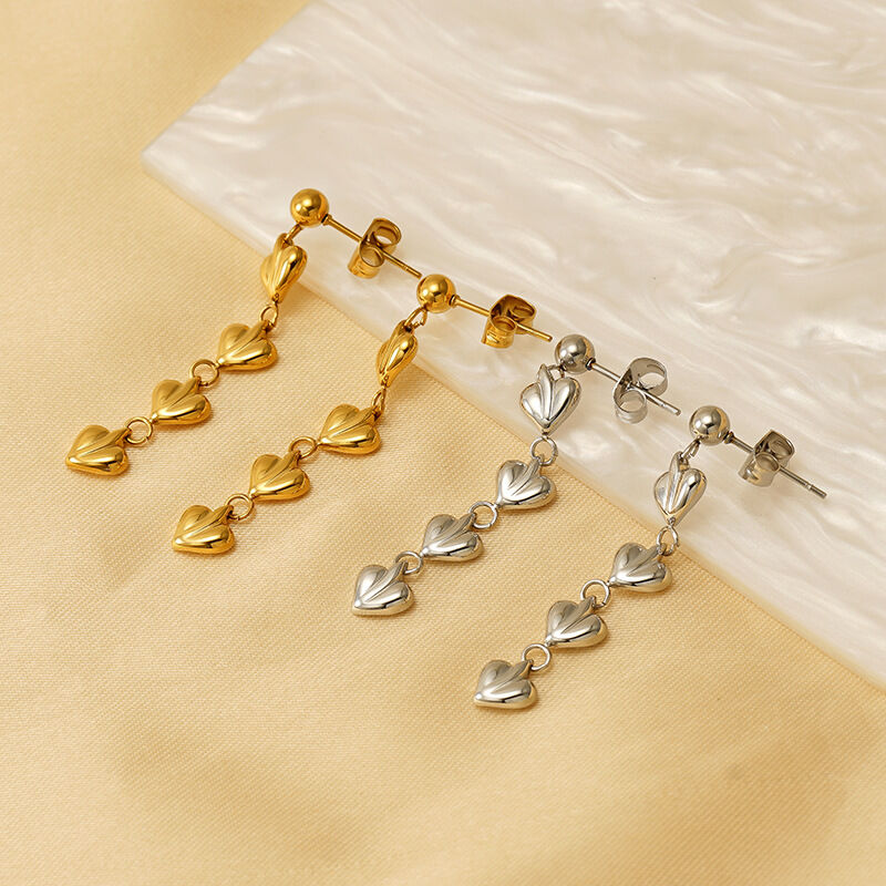 1 pair simple series classic tassel stainless steel  gold plated women Dangle Earrings
