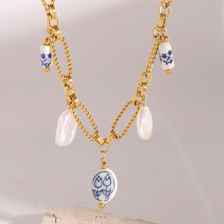1 piece classic elegant style rose shape stainless steel gold plated women's pendant necklace 2