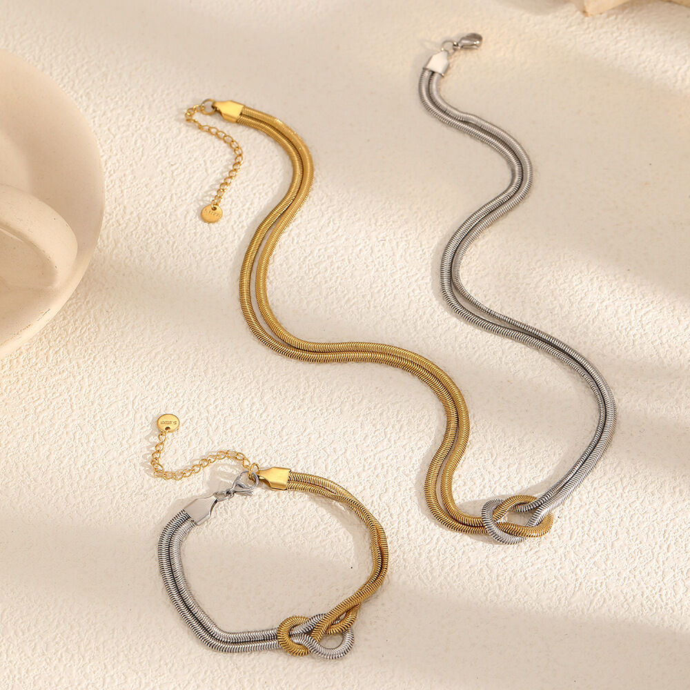1 Piece Modern Series Simple Knot Stainless Steel Waterproof Gold & Silver Color Women's Chain Necklaces