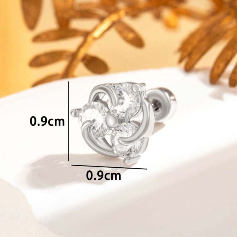 1 Pieza De Pendientes De Botón De Acero De Titanio Con Diseño Geométrico Simple, Sin Revestimiento Y Circonitas Para Mujer h5Imagen2