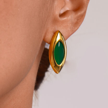 1 Pair Classic Series Elegant Oval Stainless Steel Waterproof Gold Color Vintage Women's Stud Earrings