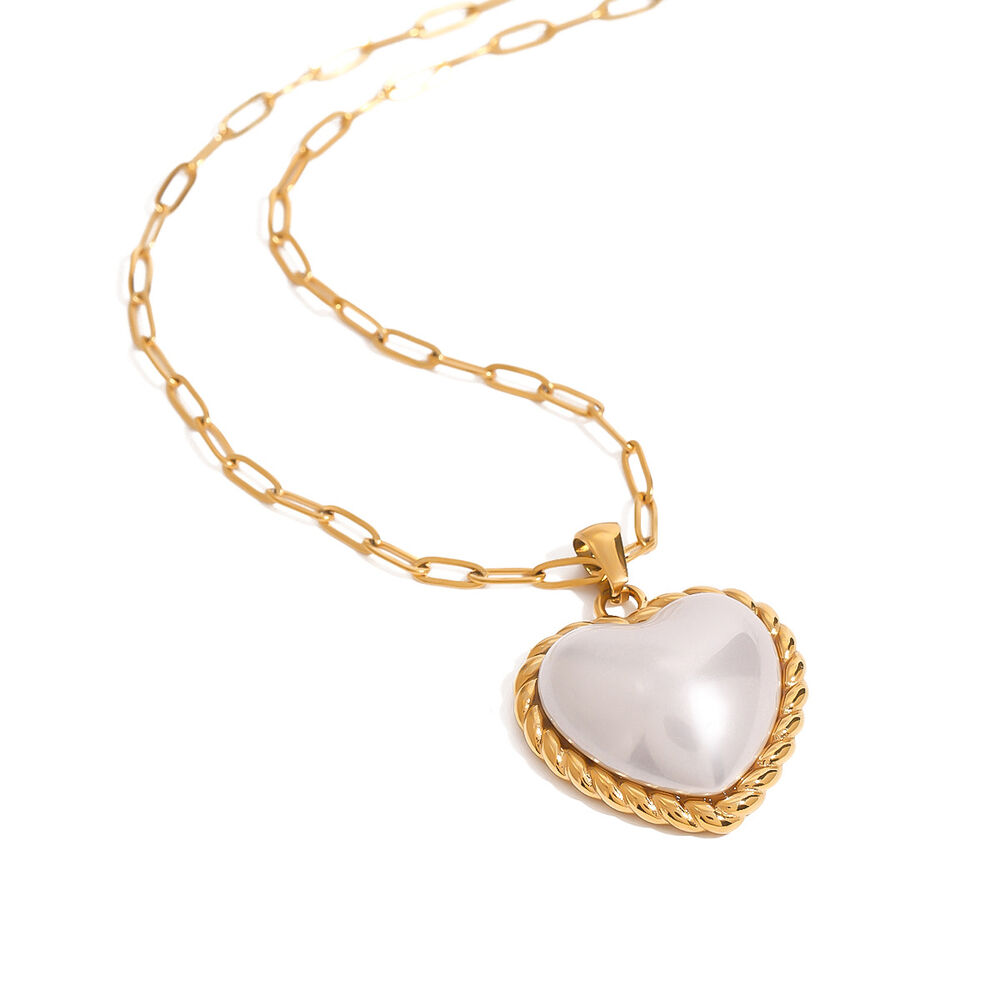 1 Piece Romantic Series Sweet Heart Shape Stainless Steel Waterproof Gold Color Women's Pendant Necklaces h5Picture8