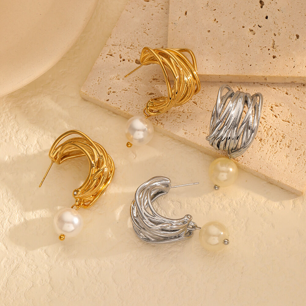 1 pair classic series retro line  gold plated women Drop Earrings