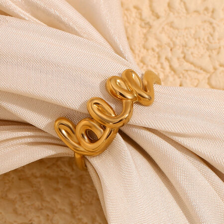 1 pezzo di anelli regolabili da donna in acciaio inossidabile color oro impermeabile con lettera classica della serie romantica