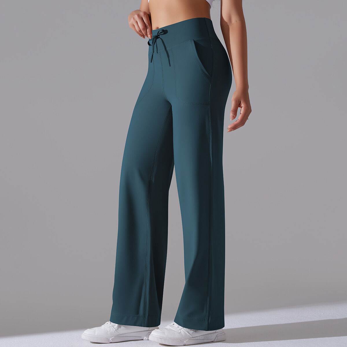 1 Piece Solid Colored High End Elastic Loose Casual Women's Sports Long Pants h5Picture9