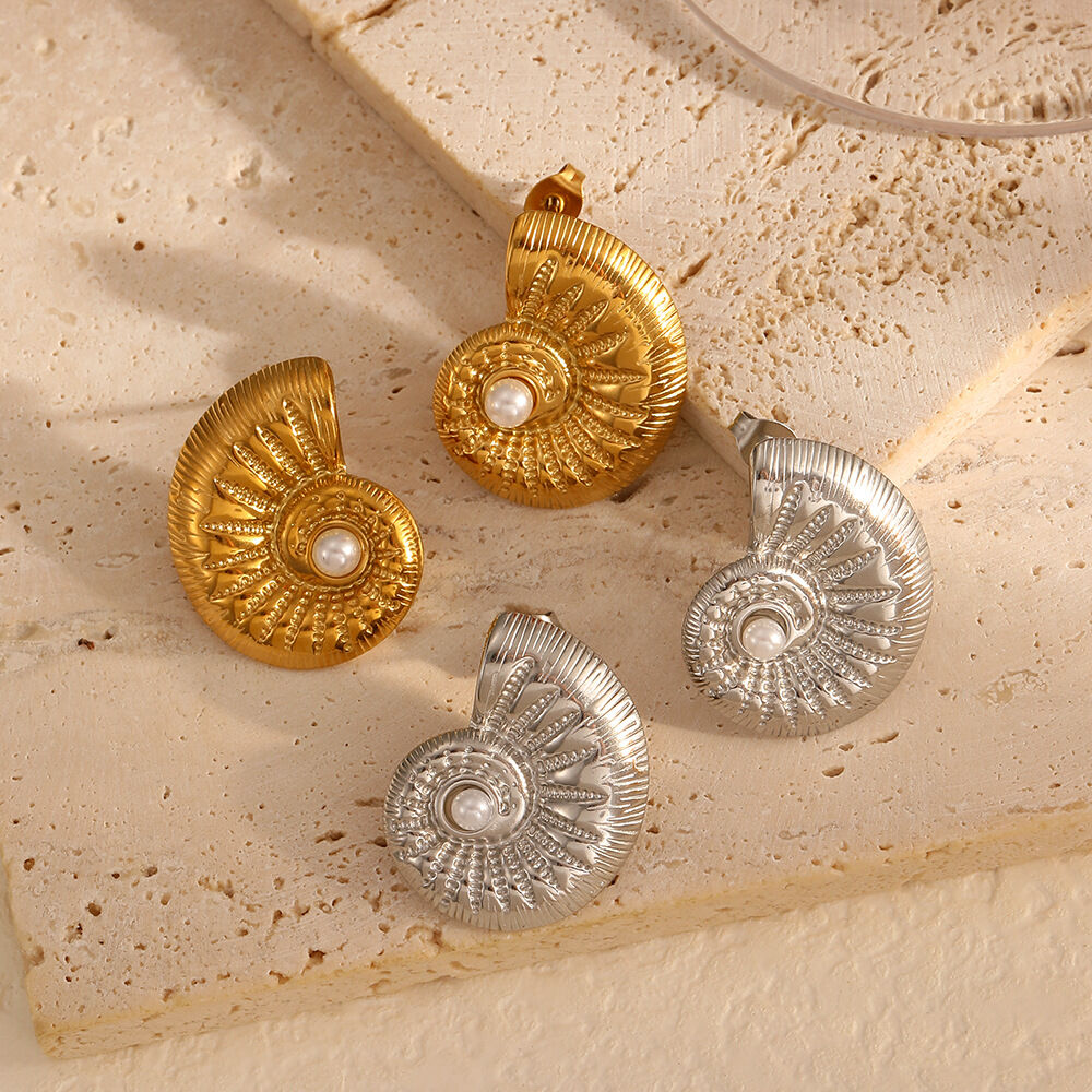 1 pair simple series simple turtle  gold plated artificial pearl stud earrings