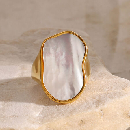 1 pair simple style irregular shape stainless steel gold plated shell women's Signet Rings 2