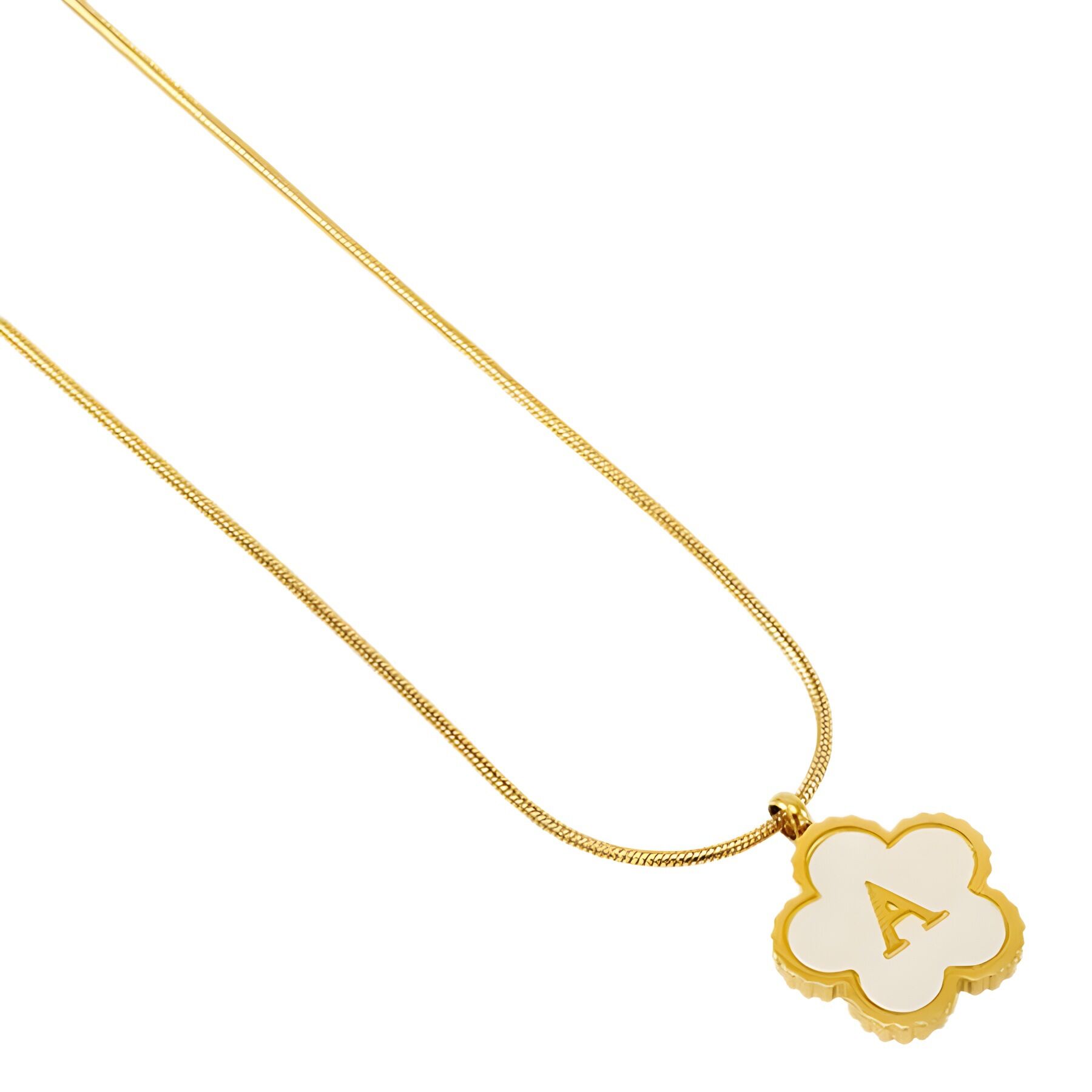 1 piece simple hign-end style five-leaf clover shape stainless steel  gold plated inlay shell women's pendant necklace h5 Picture9