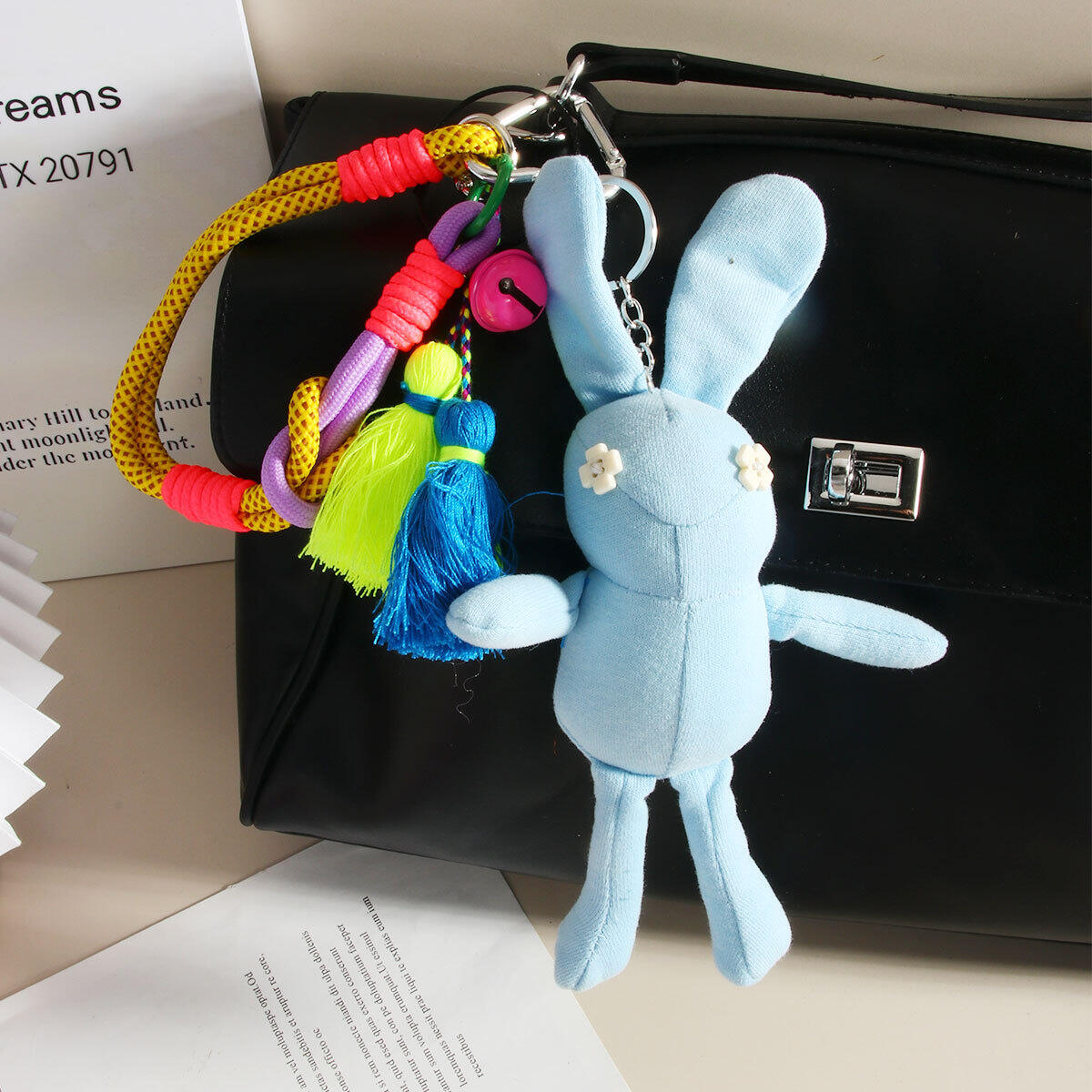 1 Piece Vivid Series Stylish Cute Pink Rabbit Doll Rayon Women's Bag Charms 2