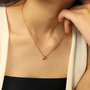 Collar con colgante de acero de titanio y oro de 1 pieza, serie simple, con diseño de animales naturales para mujer h5 Imagen5