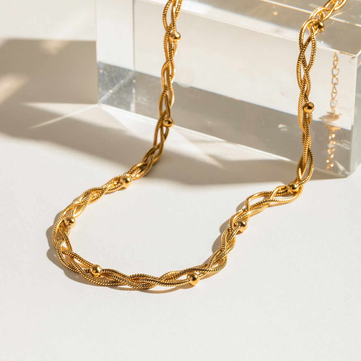 1 piece simple series simple annular stainless steel  gold plated women chain necklaces 2