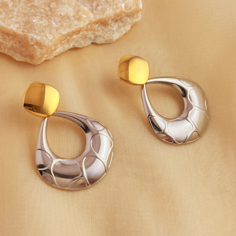 1 Par De Pendientes Colgantes Sencillos De Acero Inoxidable De Colores Mixtos, Resistentes Al Agua, Para Mujer 2