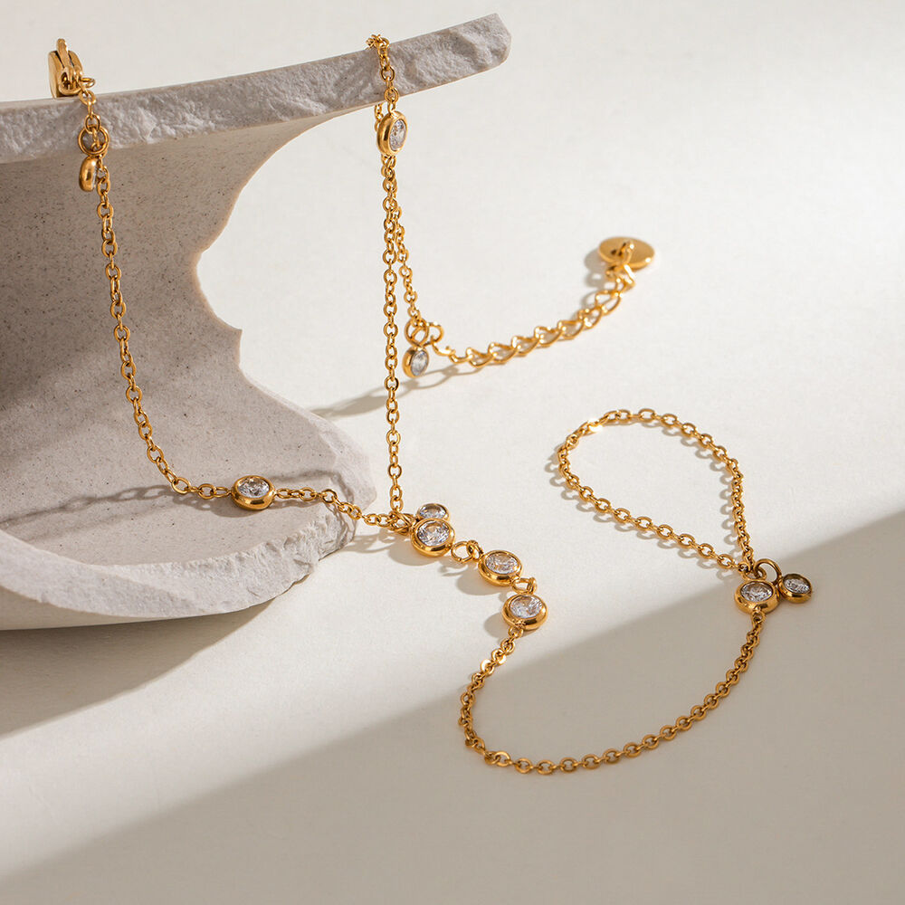 1 Stück Klassische Serie Zarte Linie Außergewöhnliches Edelstahl Wasserdicht Goldfarbenes Damen-Kettenarmband h5Bild12
