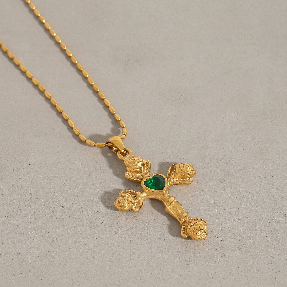 1 Piece Luxurious Series Fascinating Ross Cross Stainless Steel Waterproof Gold Color Women's Pendant Necklaces Picture5