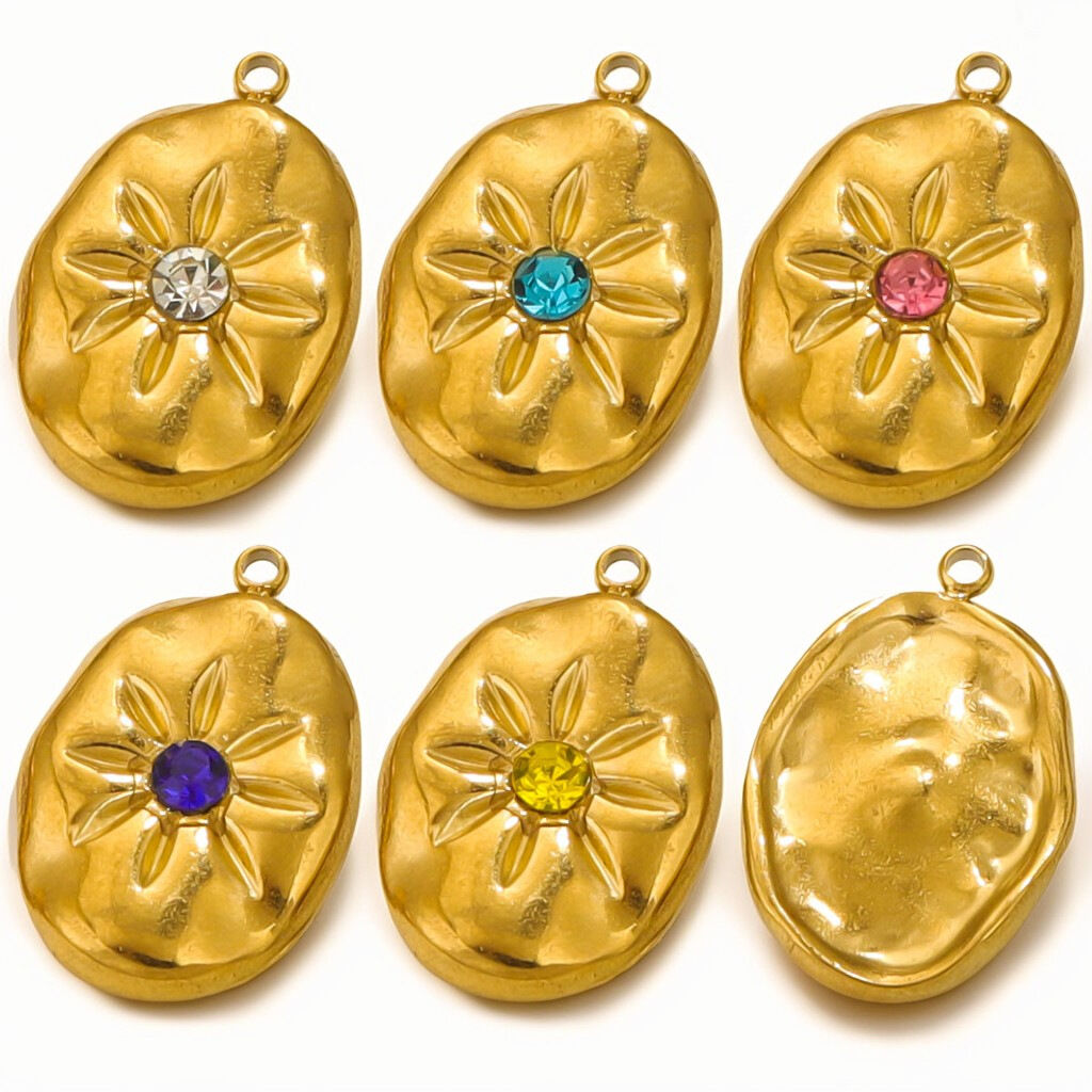 1 pezzo semplice serie elegante sole in acciaio inossidabile impermeabile ellittico color oro pendenti da donna