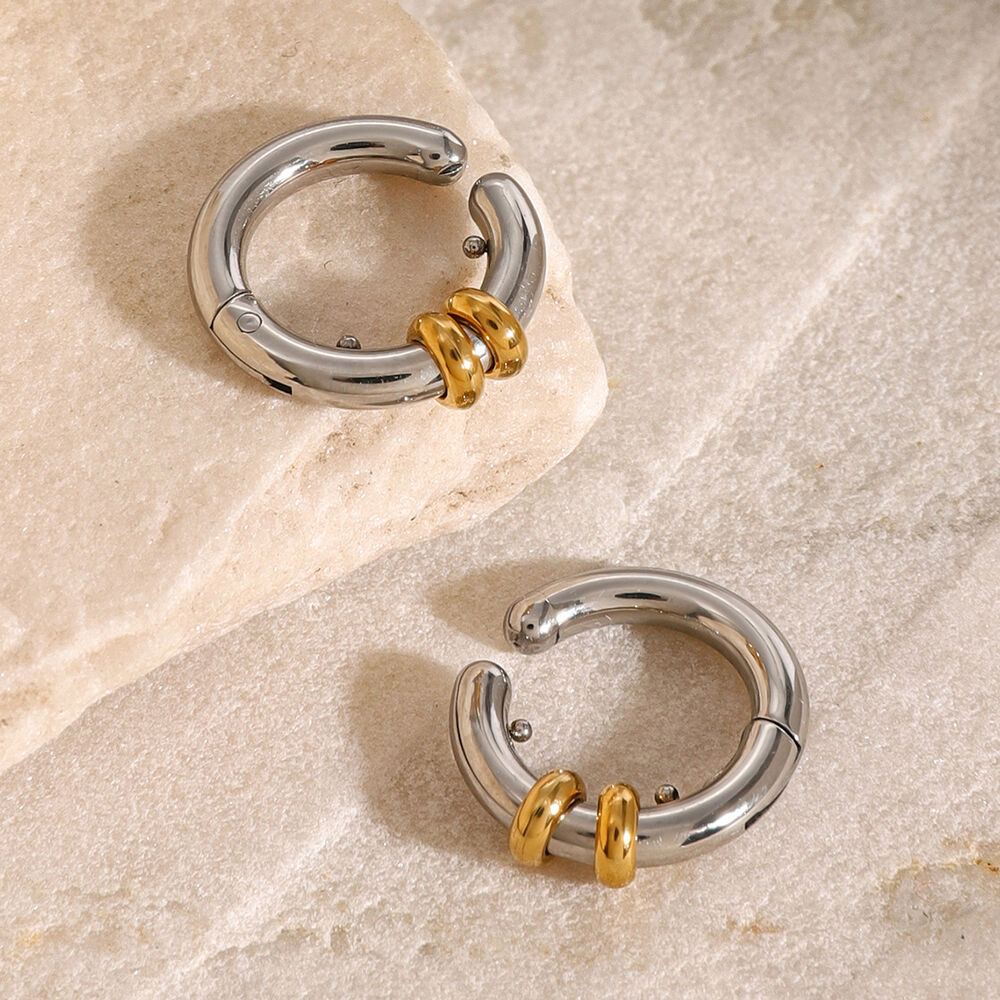 1 paire de manchettes d'oreilles femme en acier inoxydable plaqué or, style géométrique décontracté et simple h5Image4