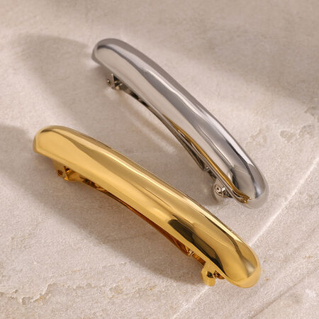 1 Pair Simple Series Classic Geometric Stainless Steel Gold Plated Women Hair Clips