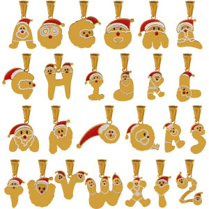 1 Paio Di Pendenti Unisex In Acciaio Al Titanio Con Simpatici Cartoni Animati, Serie Semplice, Placcati In Oro  h5 Immagine4