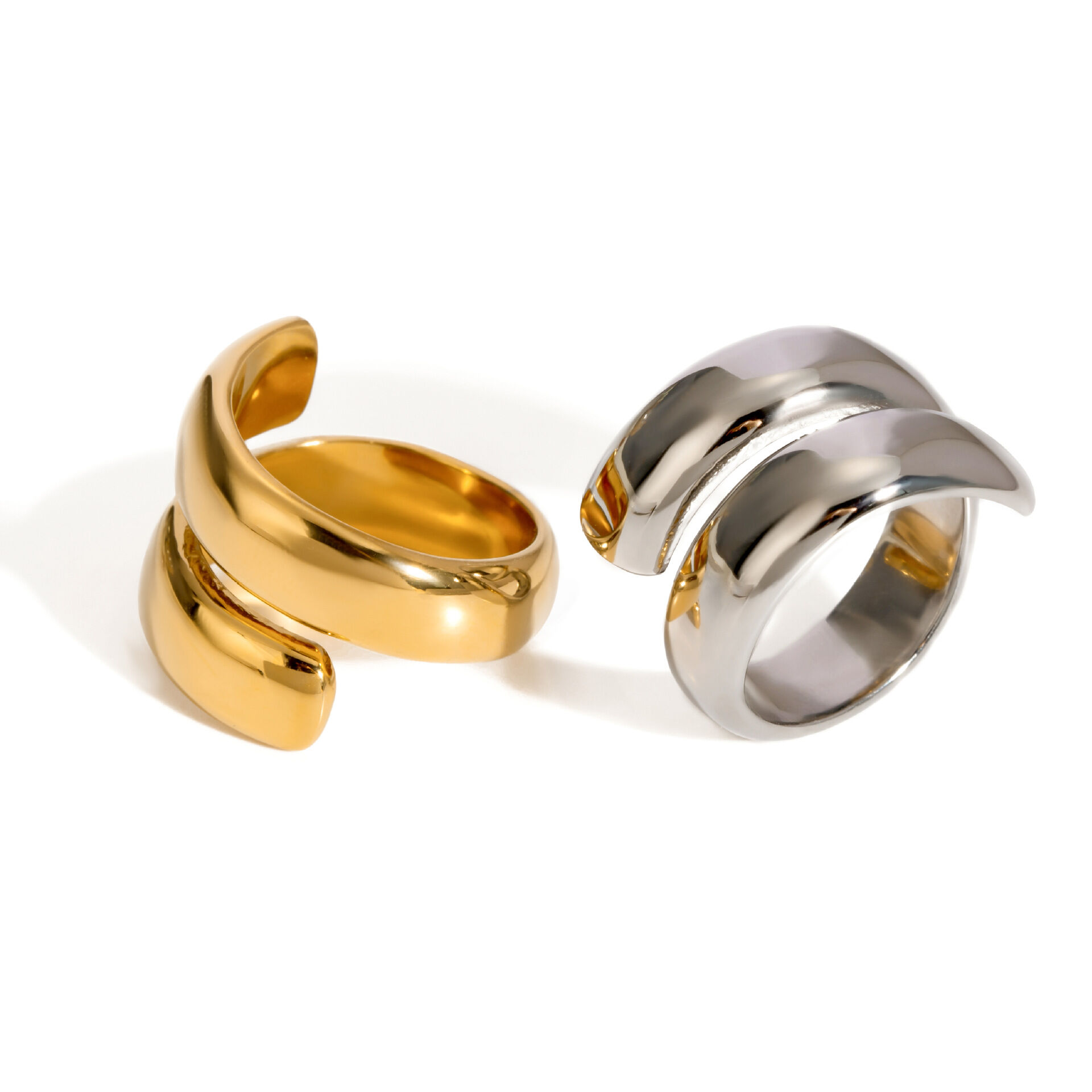 1 piece simple style geometric shape stainless steel gold plated women's adjustable rings h5Picture5