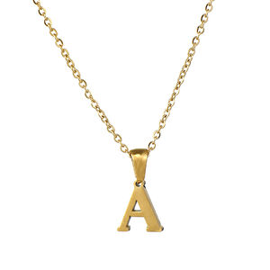 1 piece simple series simple letter stainless steel gold plated women pendant necklaces h5 Picture4