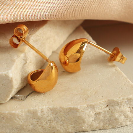 1 pair simple series classic droplet stainless steel gold plated women stud earrings 2