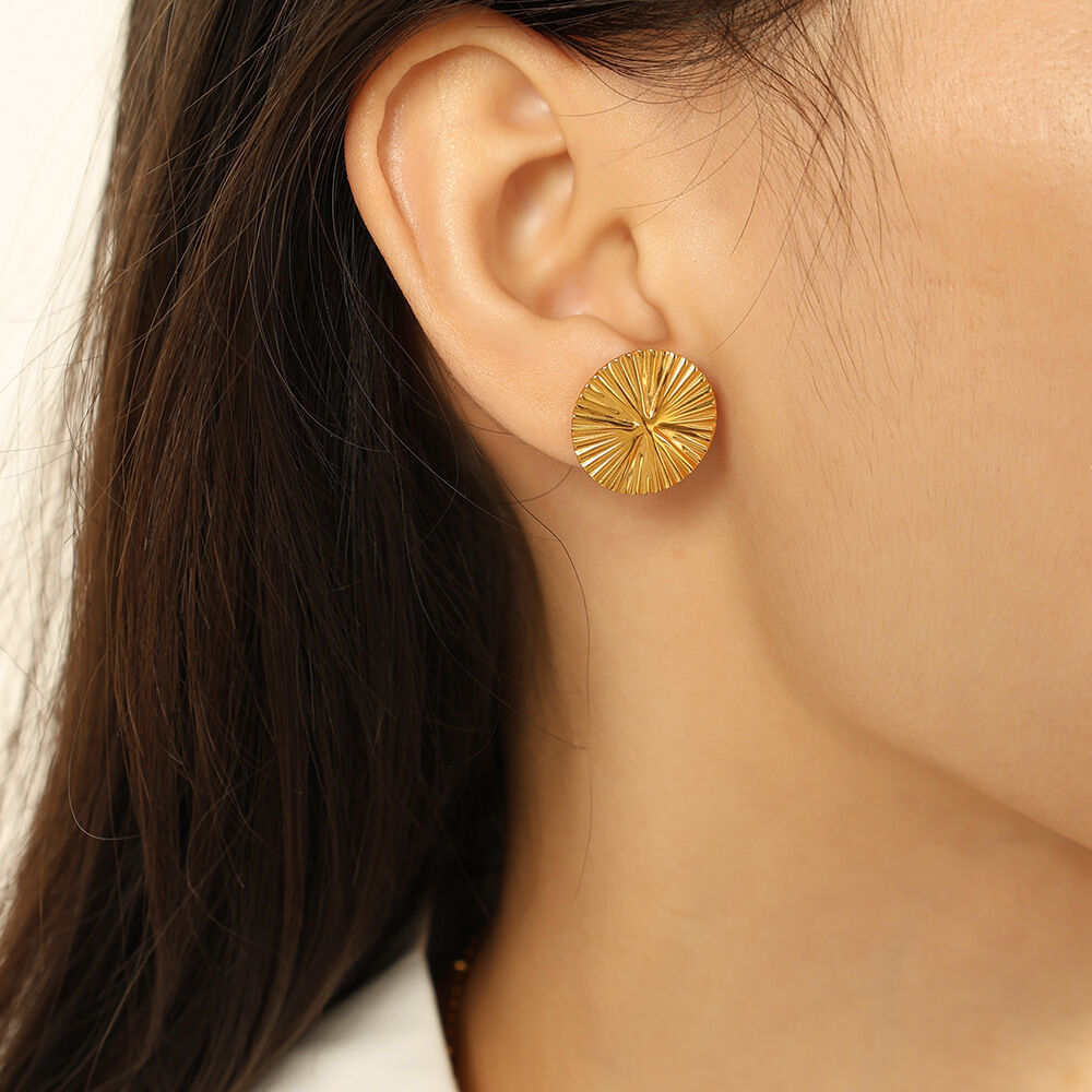 1 paar simple series retro geometrische edelstahl vergoldet damen ohrstecker h5Bild5