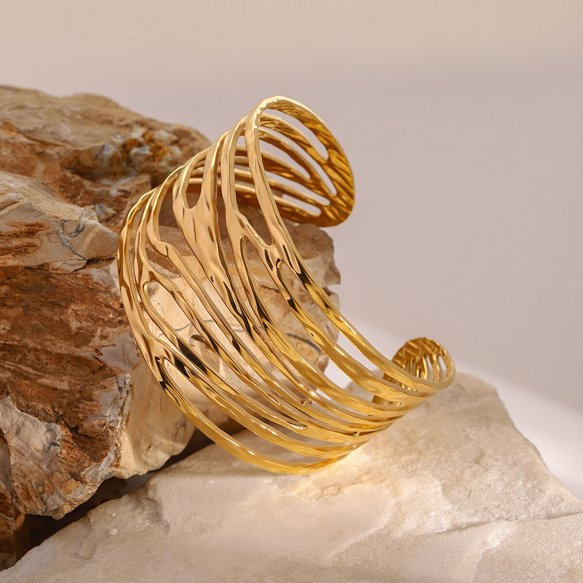1 piece simple series simple geometric stainless steel  gold plated women bangles h5 Picture3
