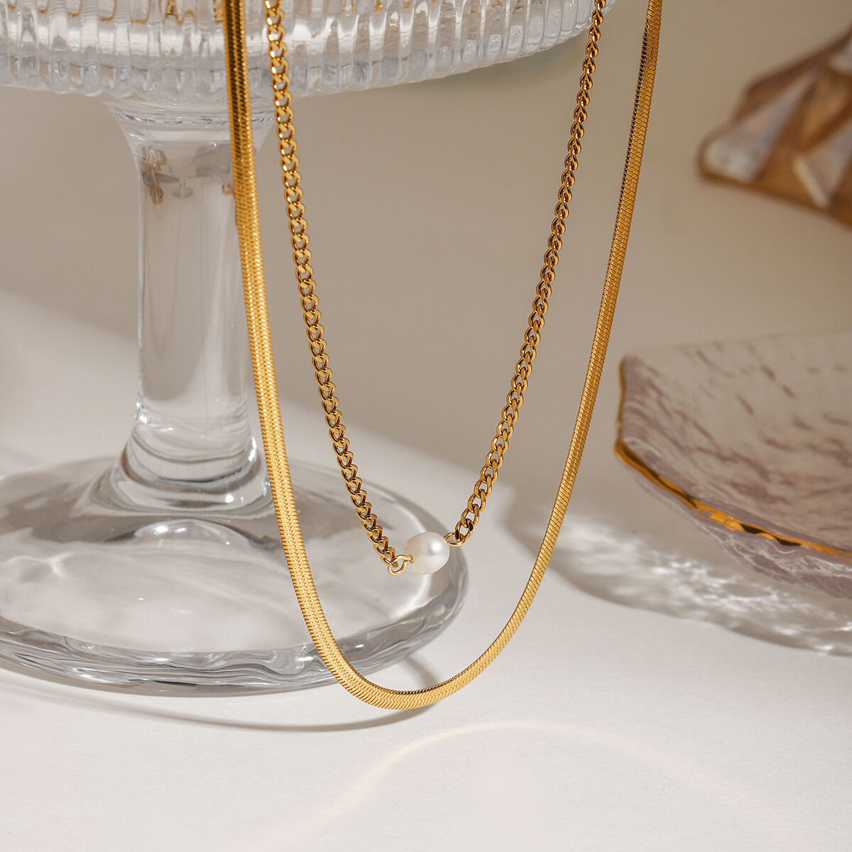 1 Piece Stainless Steel Waterproof Women's Layered Necklaces