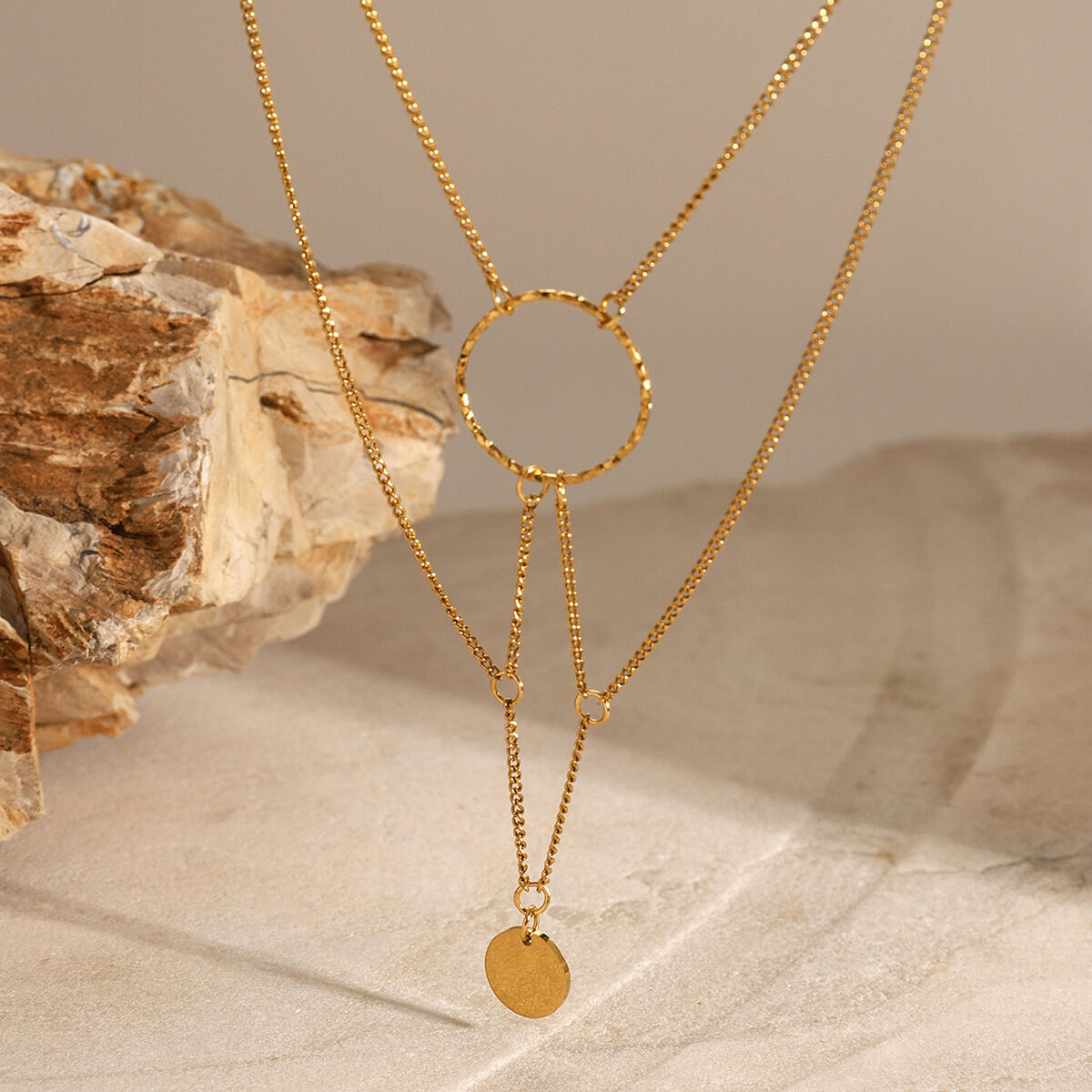 1 pezzo semplice serie semplice geometrica in acciaio inossidabile placcato oro 18K collane con ciondolo da donna h5 Immagine5