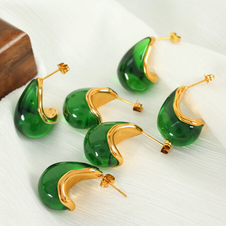 1 pair simple series retro droplet stainless steel gold plated women drop earrings 2