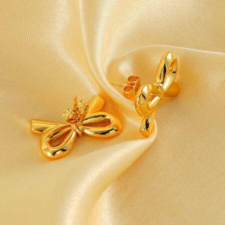 1 pair simple series daily bow knot stainless steel gold plated women stud earrings 2