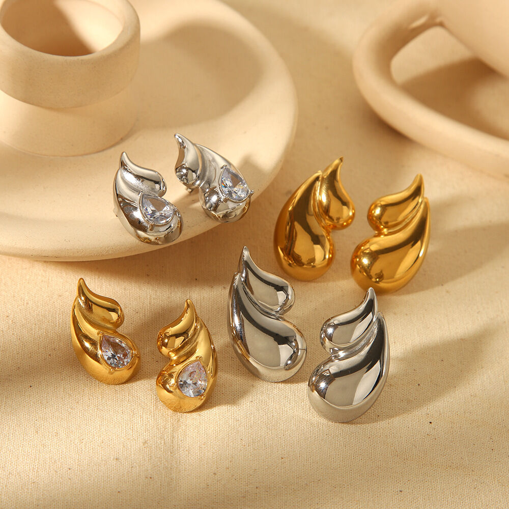 1 pair simple series  style droplet  gold plated women stud earrings
