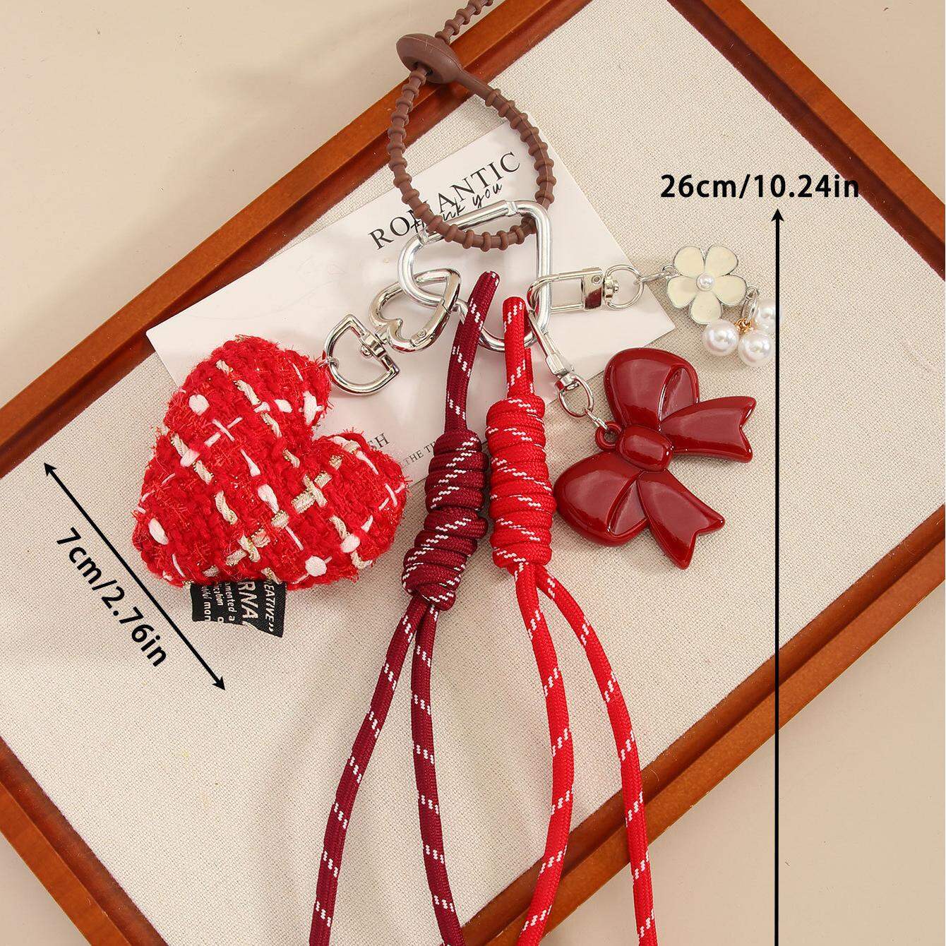 1 breloque de sac pour femme en rayonne, série romantique, élégante, en forme de cœur h5 Image9