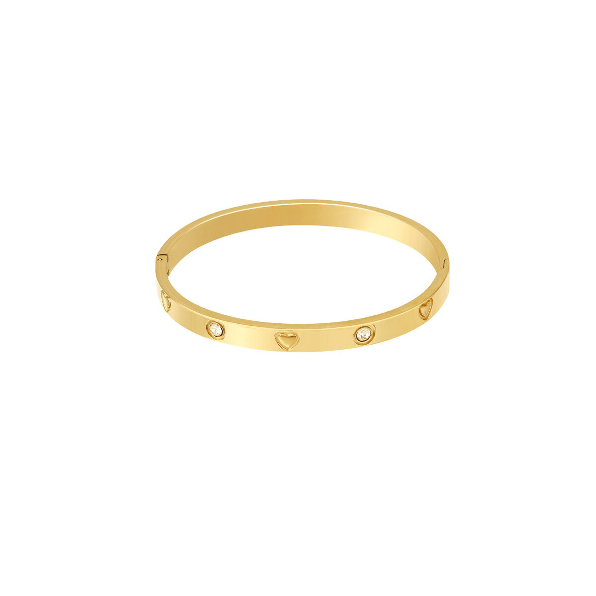 1 Piece Classic Series Delicate Circle Stainless Steel Waterproof Gold Color Women's Bangles h5Picture8