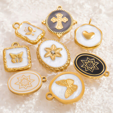 1 Piece Classic Series Retro Bow Knot Pattern Oil- Glazing Stainless Steel Waterproof Gold Color Women's Pendants