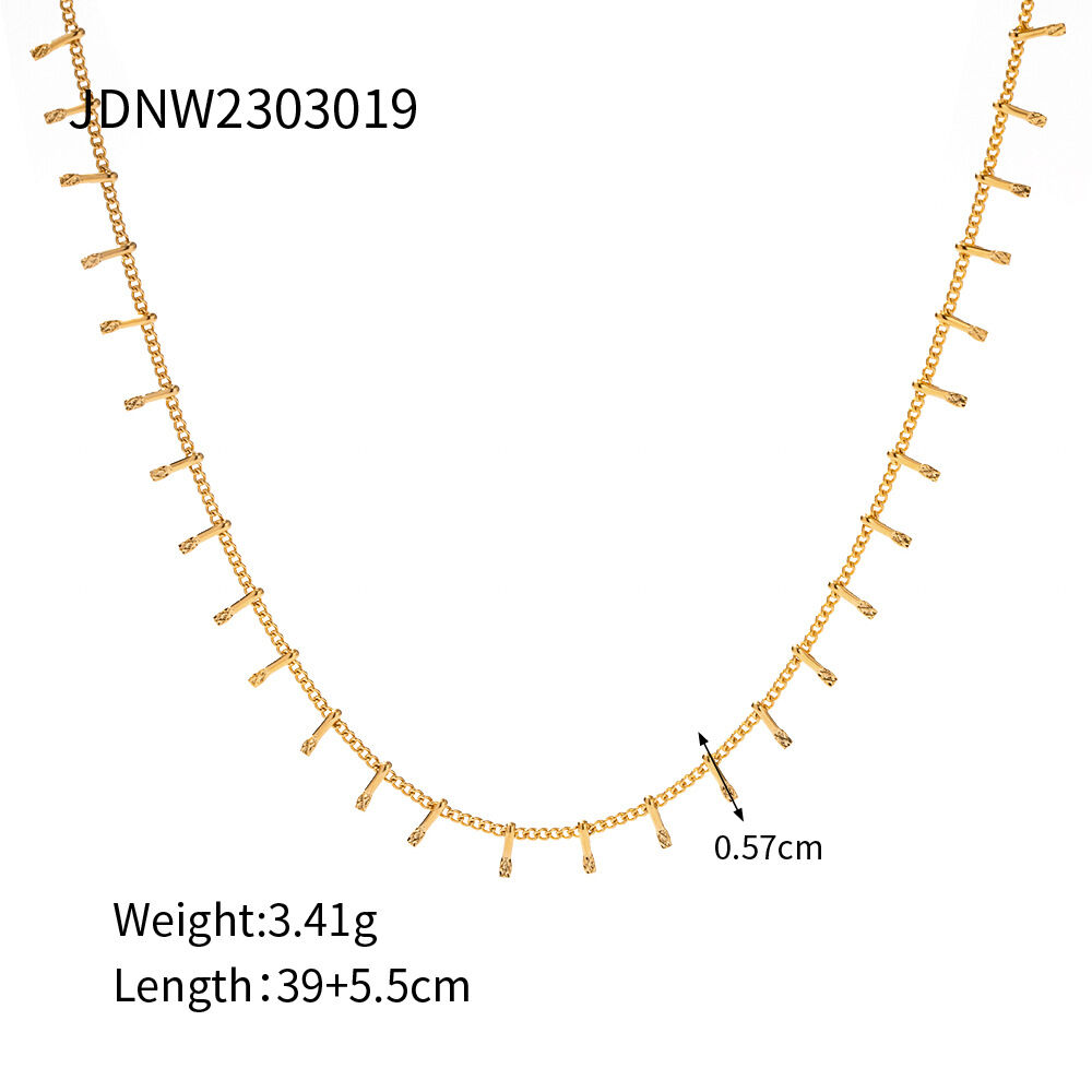 1 pezzo semplice serie  linea acciaio inossidabile 18k placcato oro donne collane con ciondolo h5 Immagine3