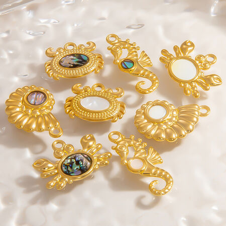 1 Piece Classic Series Delicate Marine Organism Shape Conch Stainless Steel Waterproof Gold Color Women's Pendants