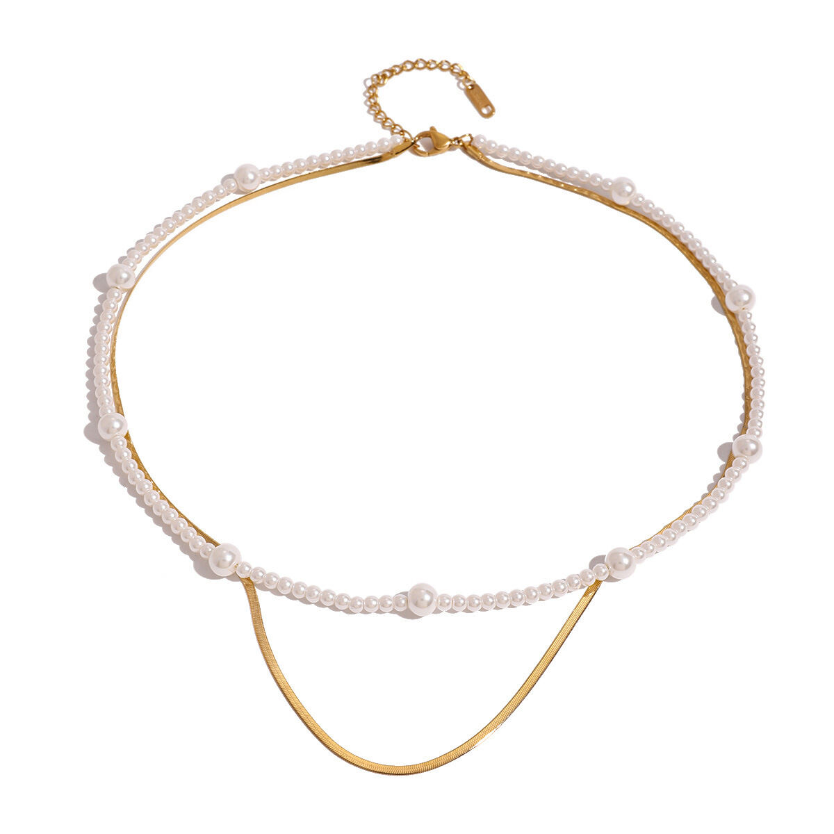 Collar de capas para mujer, de acero inoxidable, resistente al agua, color dorado, de línea retro, de lujo, de 1 pieza h5 Imagen6