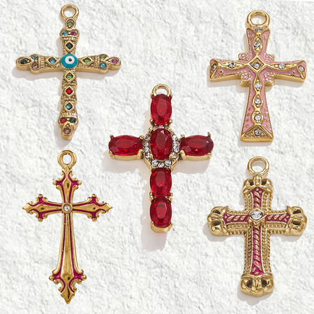 1 pair classic series retro cross gold plated women pendants