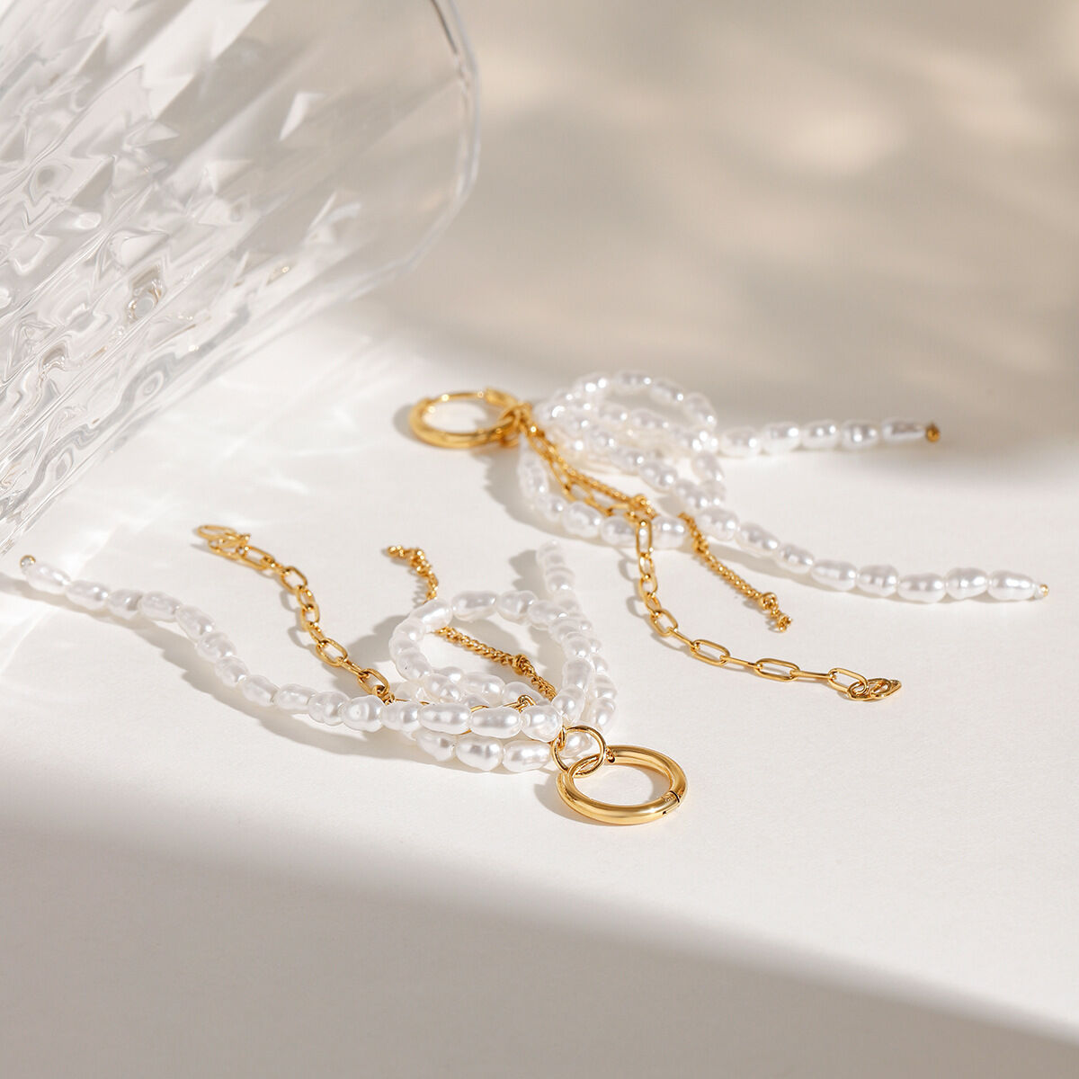 1 Pair Luxurious Series Elegant Bowknot Tassels Stainless Steel Waterproof Gold Color Women's Beads Earrings Picture4