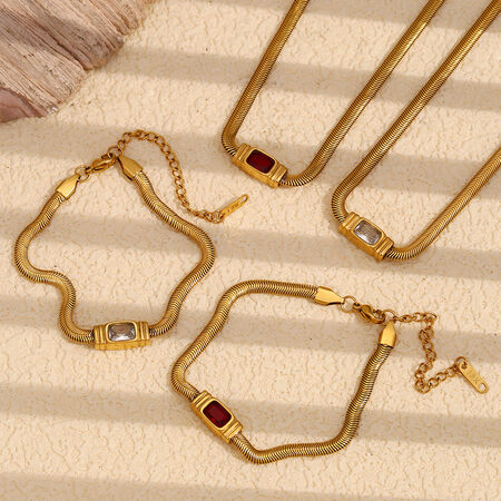 1 Piece Luxurious Series Retro Geometric Stainless Steel Waterproof Gold Color Women's Chain Bracelets