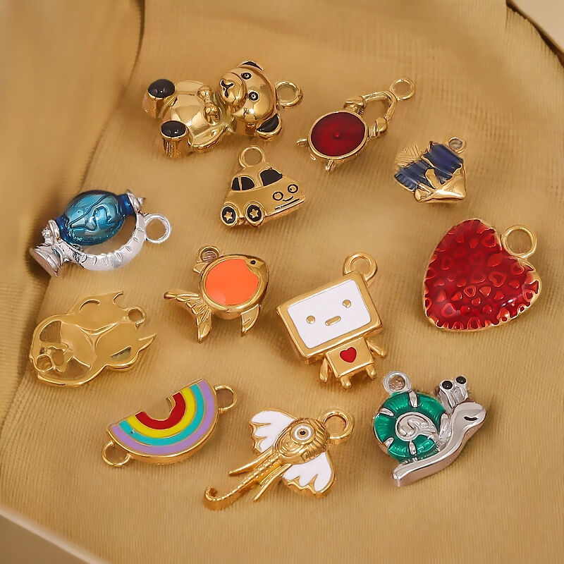 1 Piece Chromatic Series Cute Cartoon Stainless Steel Waterproof Gold Color Women's Pendants 2