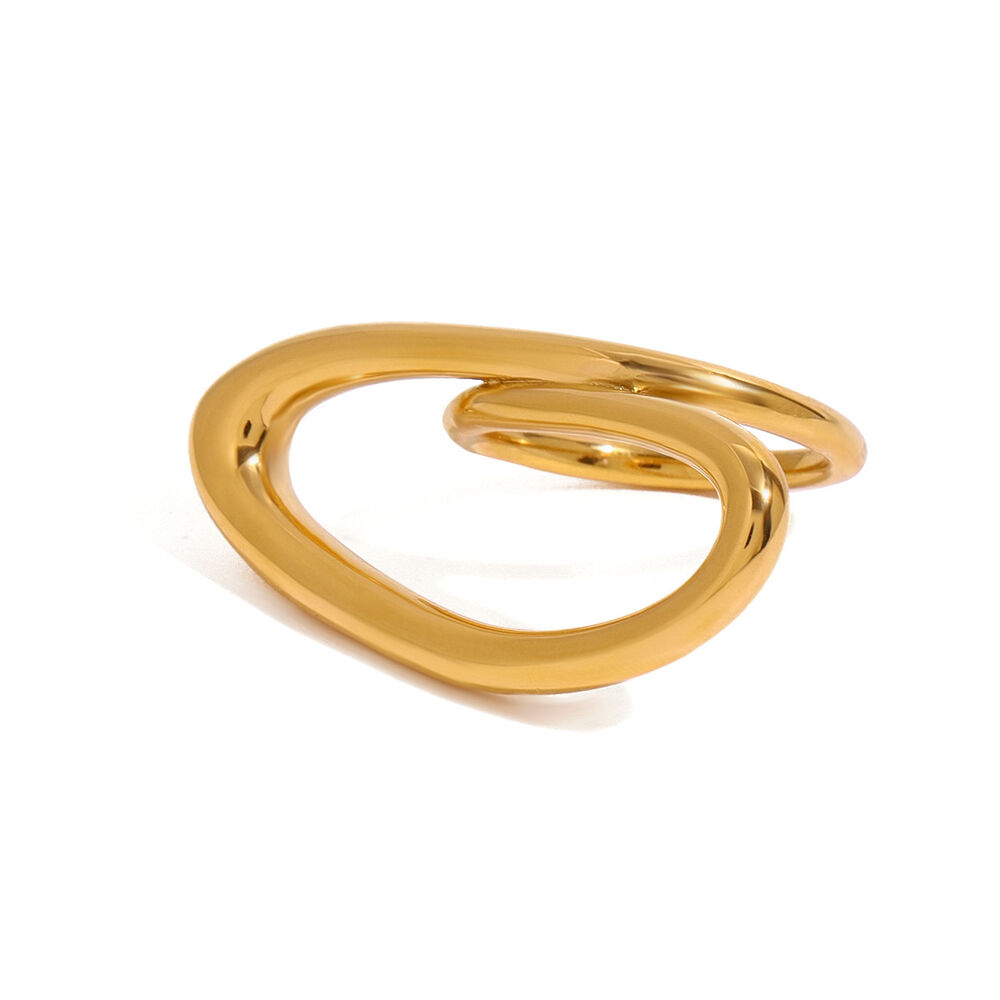 1 pair simple series simple line stainless steel gold plated women single rings h5Picture9